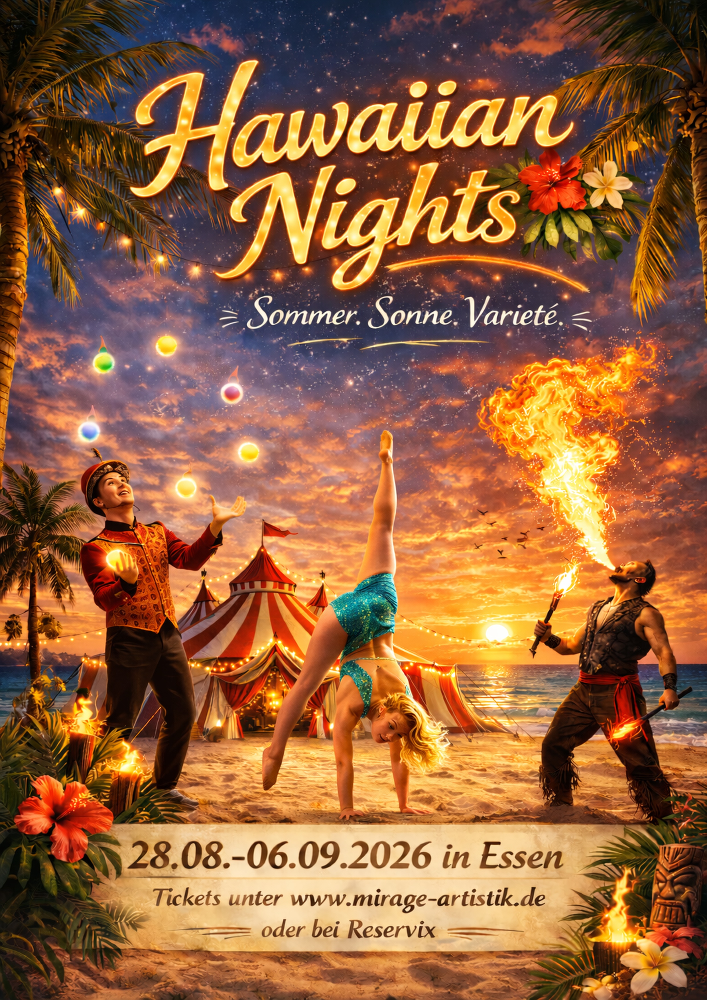 Akrobatik bei Hawaiian Nights